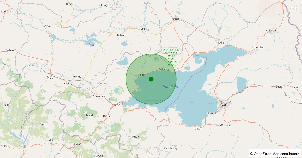 15 Ekim 2025 saat 00:30 - Tatvan - 2.70ml depreminin harita gösterimi