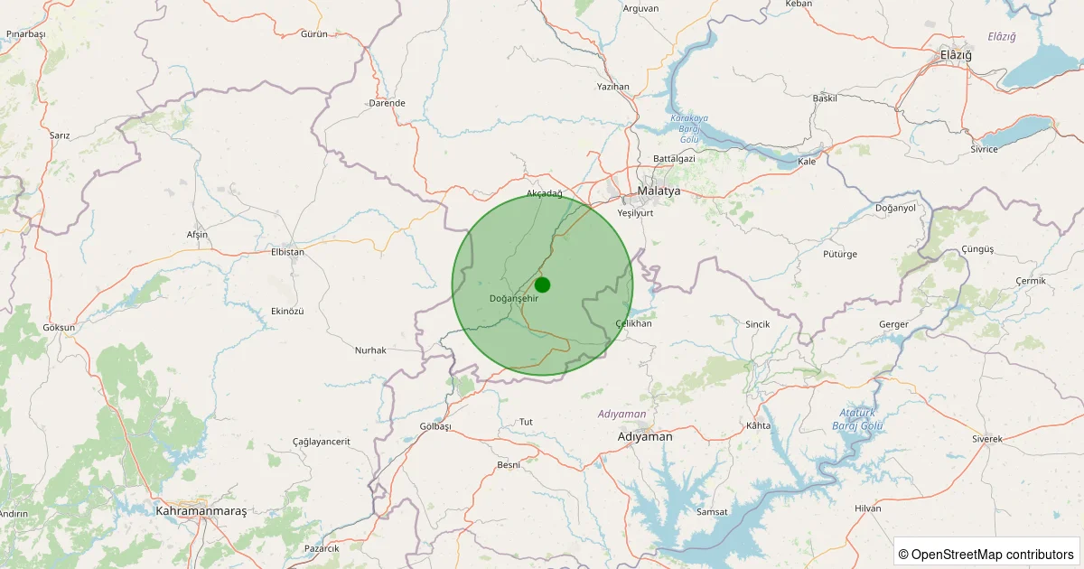 15 Ekim 2025 saat 10:26 - Doğanşehir - Kelhalil - 1.10ml depreminin harita gösterimi