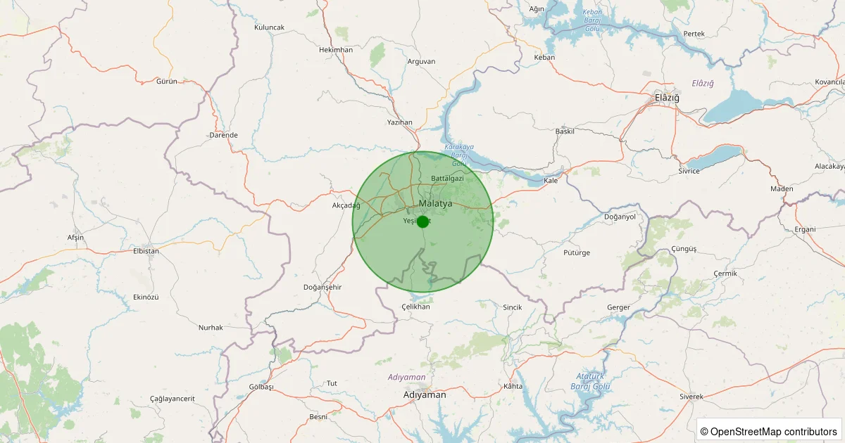15 Ekim 2025 saat 12:07 - Yeşilyurt - Gündüzbey - 1.40ml depreminin harita gösterimi