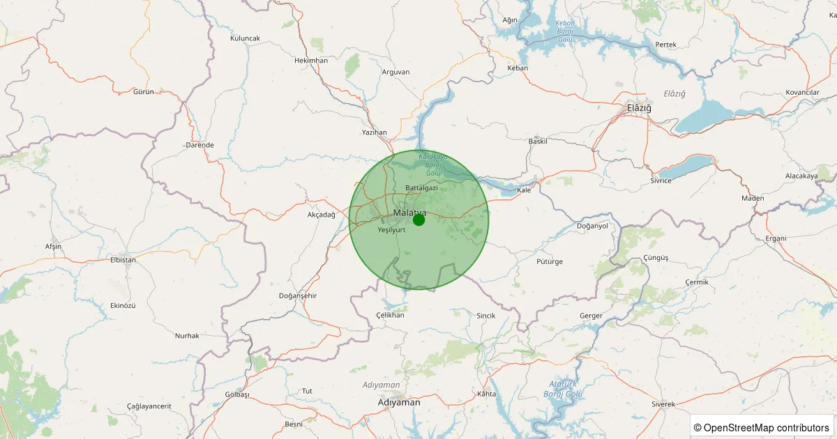 04 Ekim 2025 saat 03:30 - Battalgazi - 0.80ML depreminin harita gösterimi