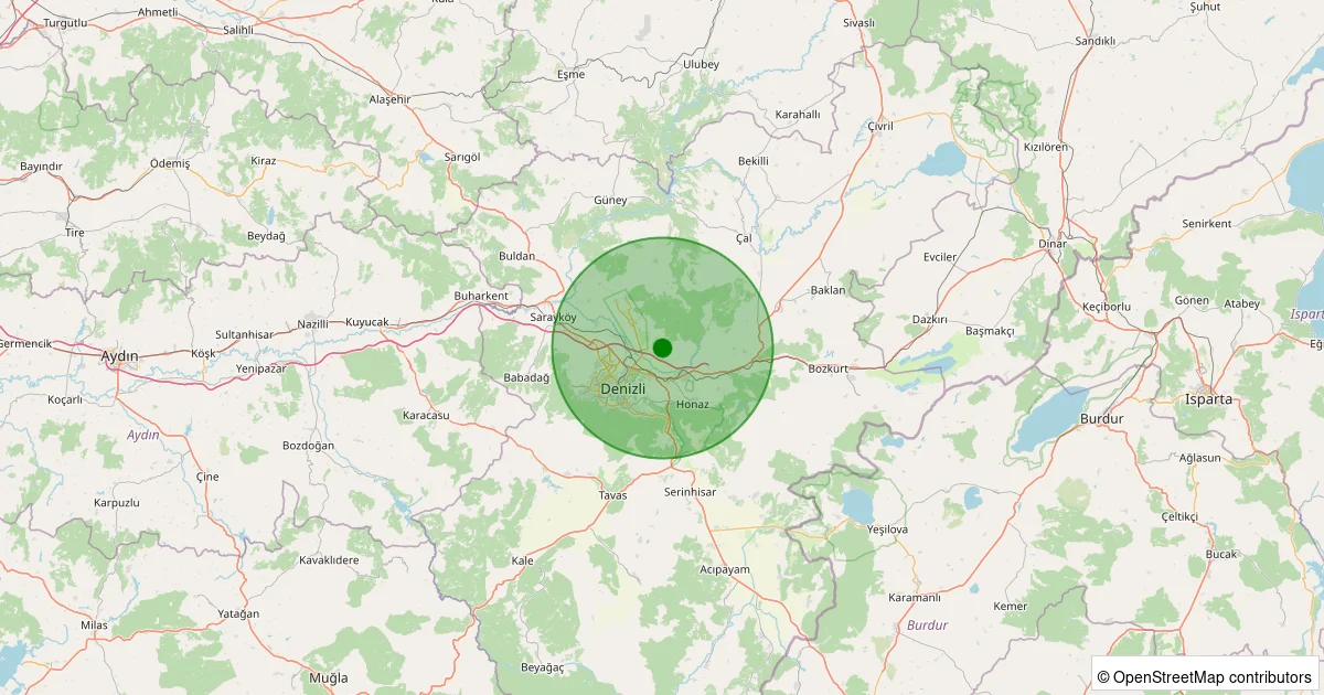 16 Ekim 2025 saat 06:08 - Pamukkale - Eldenizli Köyü - 0.90ML depreminin harita gösterimi